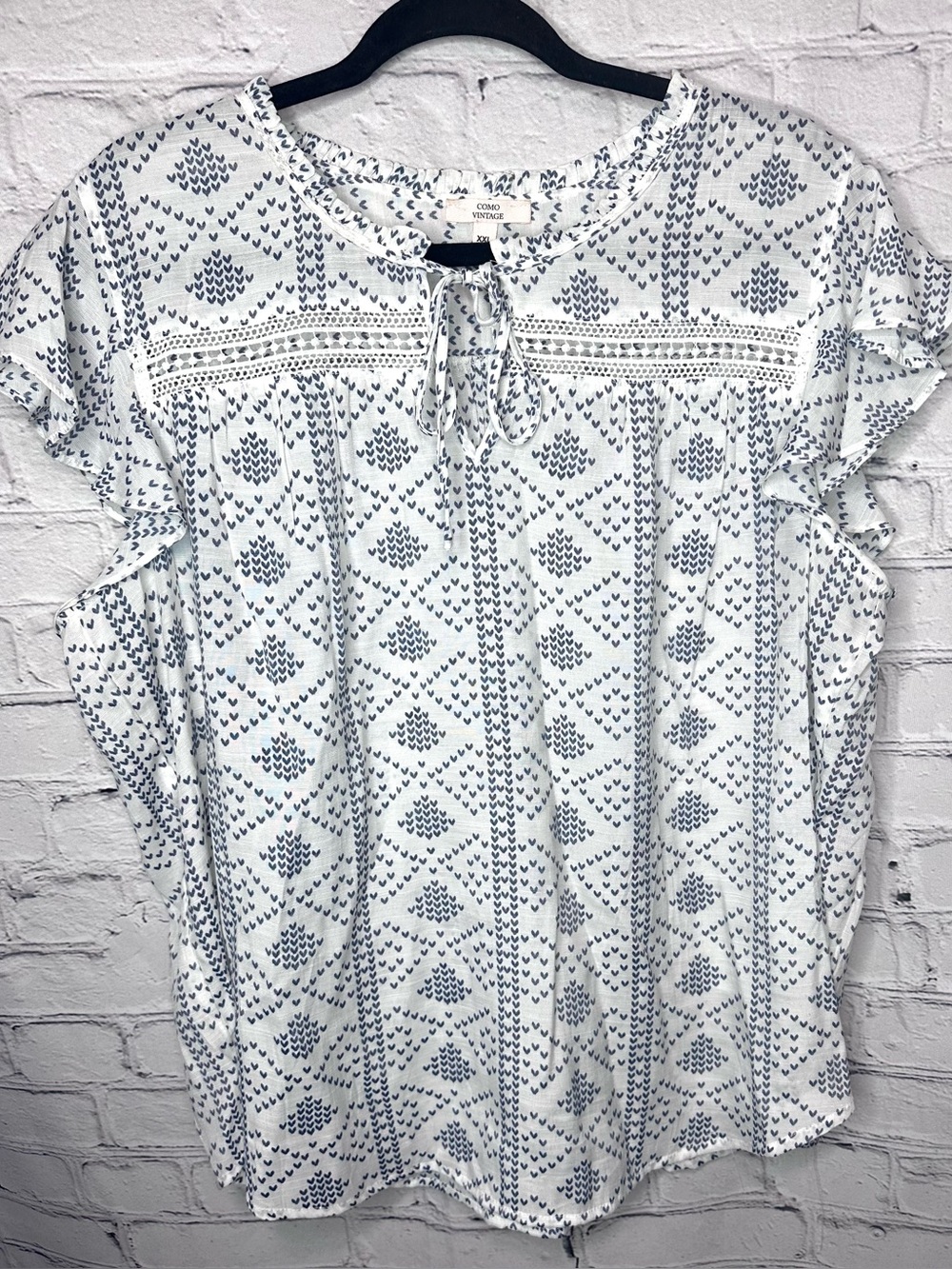 Blue Patterned Women's Top